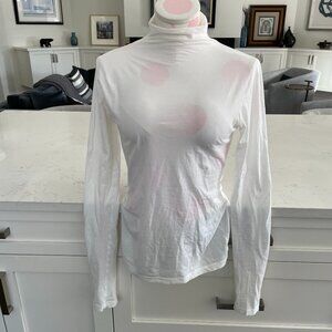 Velvet By Graham & Spencer LS Mock Neck Lightweight Cotton Blend Top White Sz S